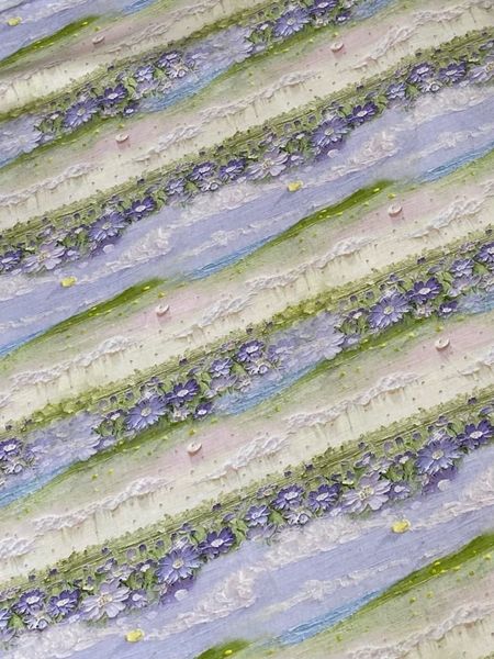 ЦВЕТОЧНЫЕ ПОЛЯ ЗЕЛЕНО-ГОЛУБЫЕ 100% хлопок Handmade Fabrics 5