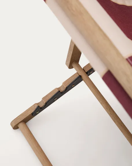 Складной шезлонг Vilara для улицы в полоску бордового и бежевого цвета