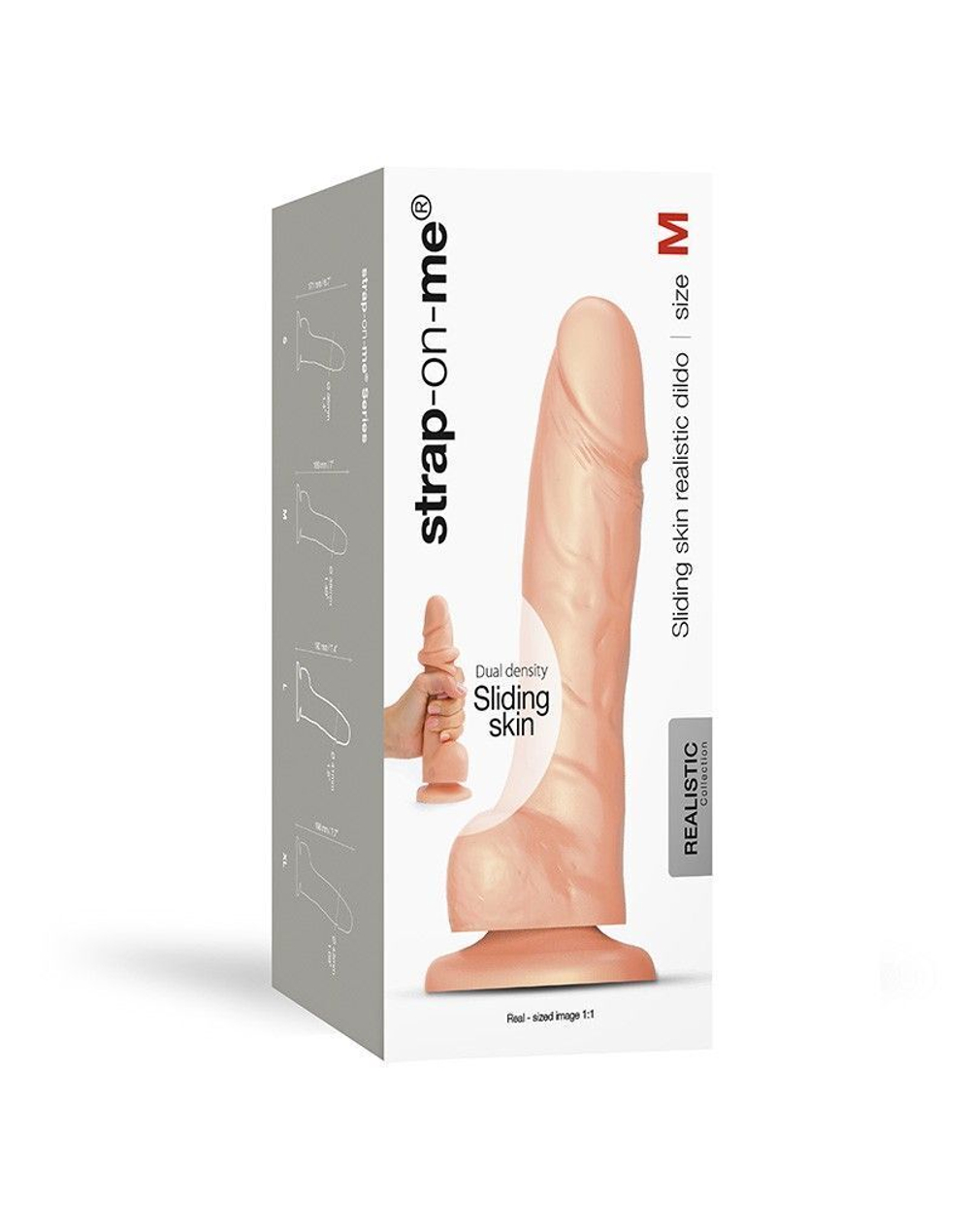 Телесный фаллоимитатор Strap-On-Me Sliding Skin Realistic Dildo size M (Цвет: телесный)