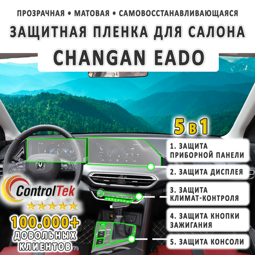 Changan Eado (2022) - комплект защитных матовых пленок 5 в 1. Пленка защитная ControlTek HYBRID со слоем TOP COAT. Толщина: 6 mil. (175 мкм.)