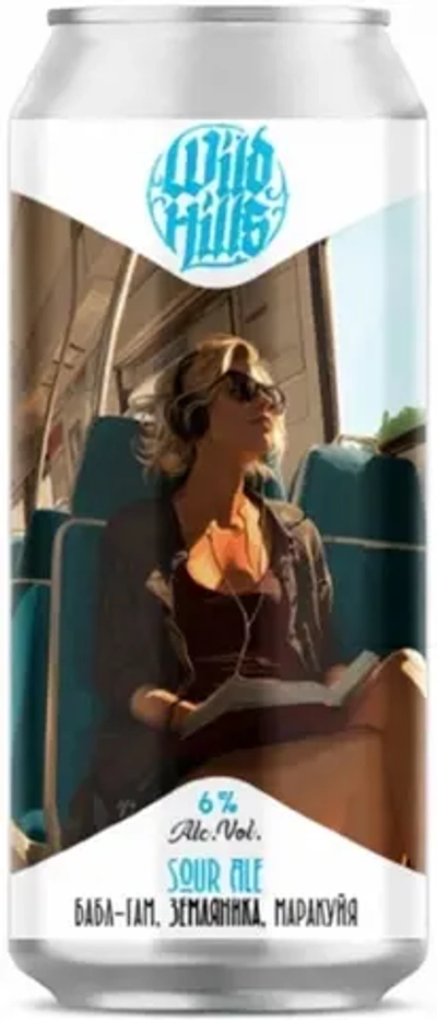 Пиво Уайлд Хиллс Сауэр Эль Бабл-гам, земляника, маракуйя / Wild Hills Sour Ale Bubble Gum, Strawberry, Passion Fruit 0.45 - банка