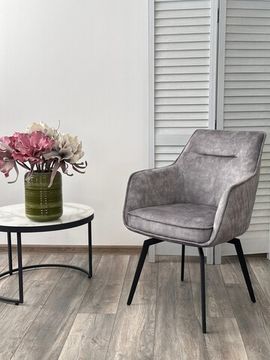 Стул RENLY 180 град. поворот. 7525-180 Серый, велюр / Черный