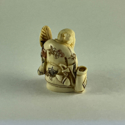 Статуэтка нэцкэ Дзюродзин с круглым веером и сосудом