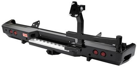 Бампер силовой задний Toyota Tundra 2007-09.2013 с квадратом под фаркоп, калиткой и фонарями РИФ