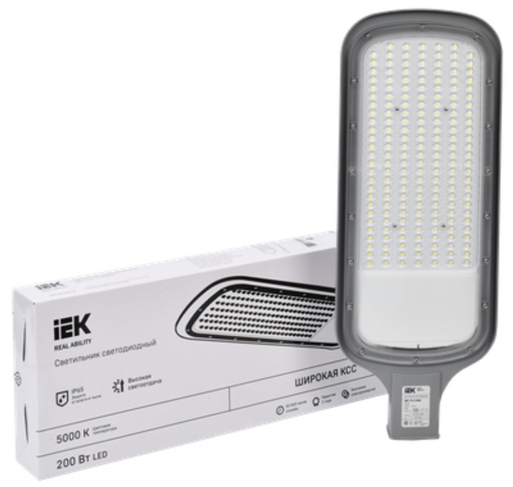 Светильник светодиодный консольный ДКУ 1012-200Ш 5000К IP65 серый IEK