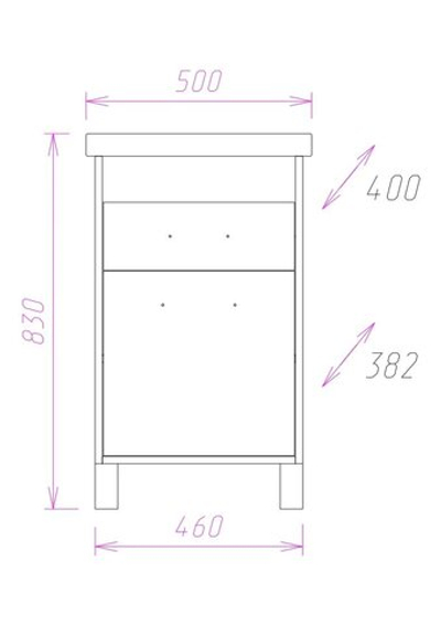 Тумба Onika НАТАЛИ 50.12 с раковиной Cersanit COMO-50