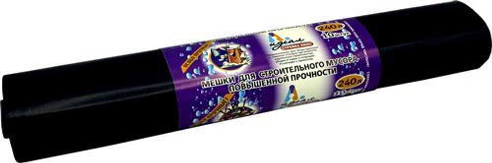 Мешки мусорные в рулонах 240 л 88х140 см 90 мкм Стройка Люкс (10/100шт)