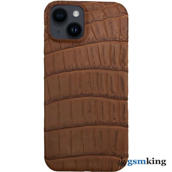 Leather Case for iPhone 14 Plus Croco Brown (Коричневый крокодил)