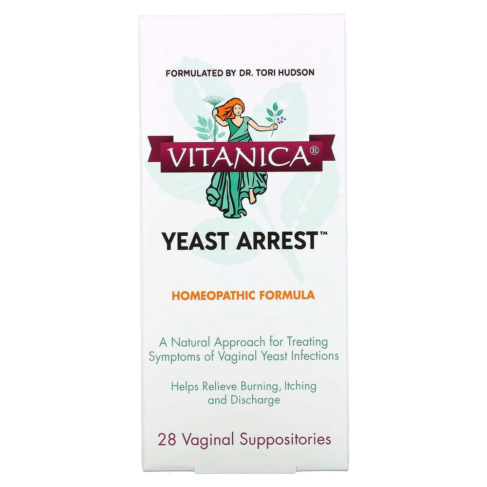 Vitanica, Yeast Arrest ™, 28 вагинальных суппозиториев