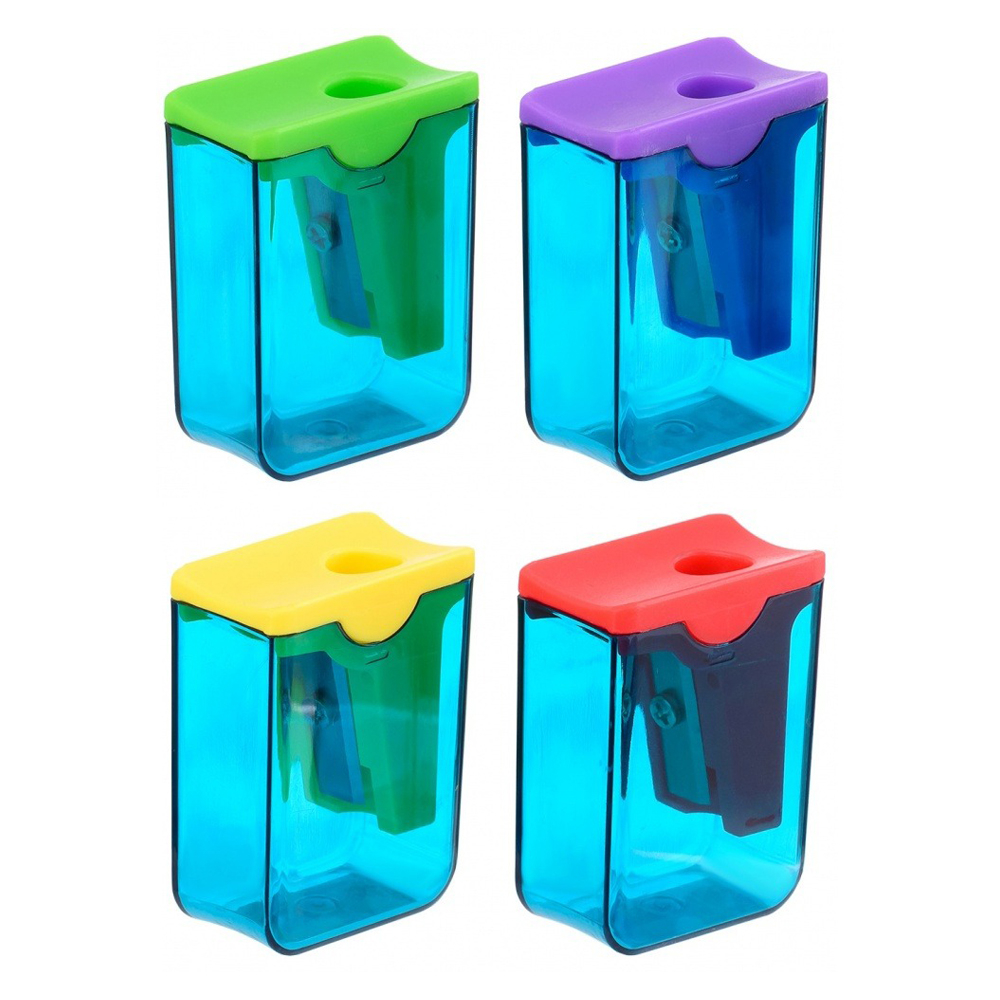 Точилка Runtop, одинарная, с контейнером, серия "Бирюза", фигурный корпус, 3.5*2.5 см