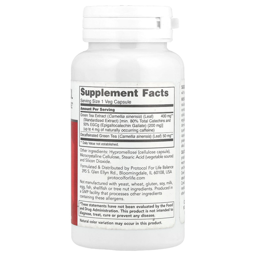 Protocol for Life Balance, EGCg, экстракт зеленого чая, 90 растительных капсул