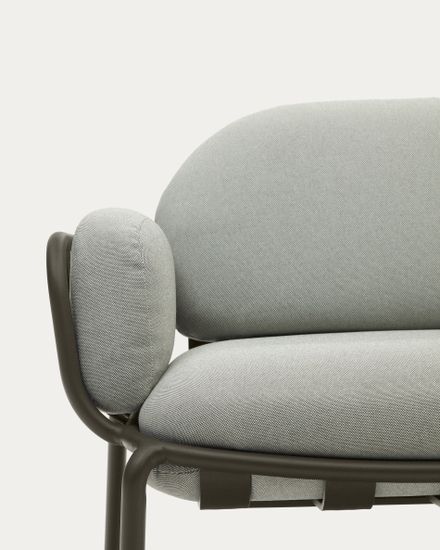 Уличный диван Joncols из серой ткани и зеленым алюминиевым каркасом 225 см