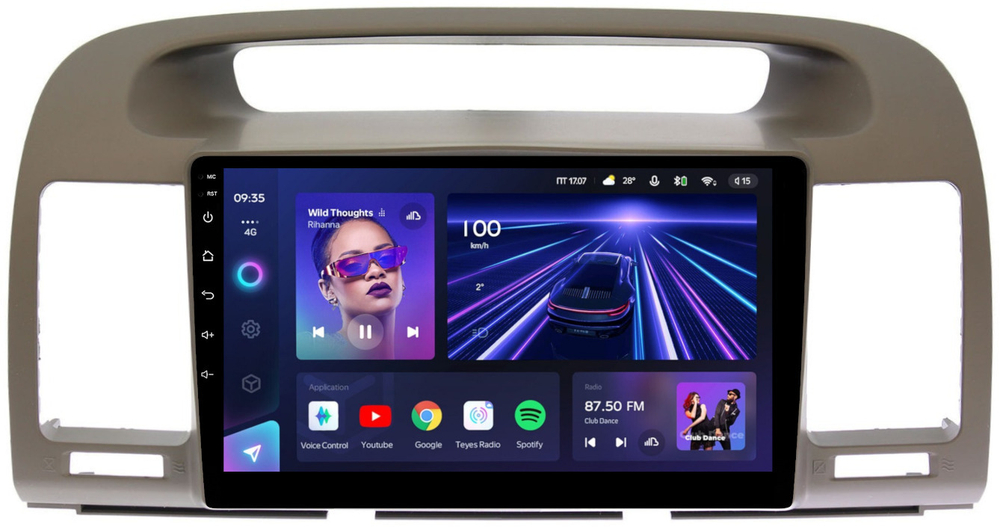 Магнитола Toyota Camry 30 2001-2006 (рамка оливковая) - Teyes CC3 монитор 9" QLED на Android 10, ТОП процессор, 4Гб+32Гб, CarPlay, 4G SIM-слот