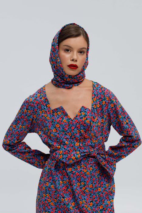 ПЛАТЬЕ РАСОН ЦВЕТОЧНЫЙ ПРИНТ