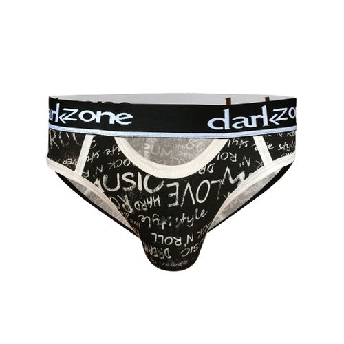 Мужские трусы брифы с вырезом черные с принтом DARKZONE DZN6263