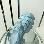 Prada Monolith Crochet Cage Sandals