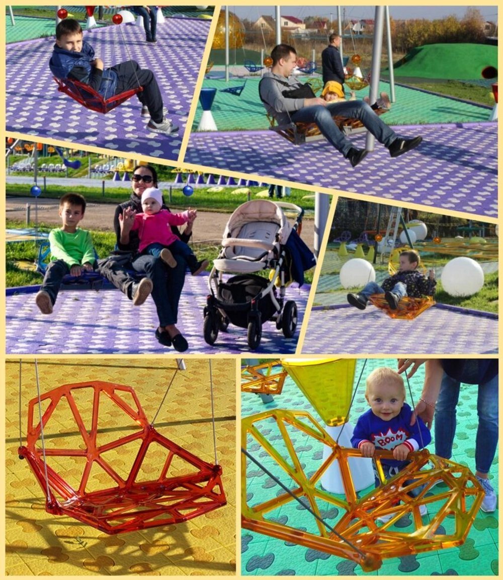 Качели одиночные и двойные, для 6-опорной конструкции