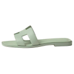 Hermes Oran flat-bottomed open-toed slippers women's green, H202230Z 6A