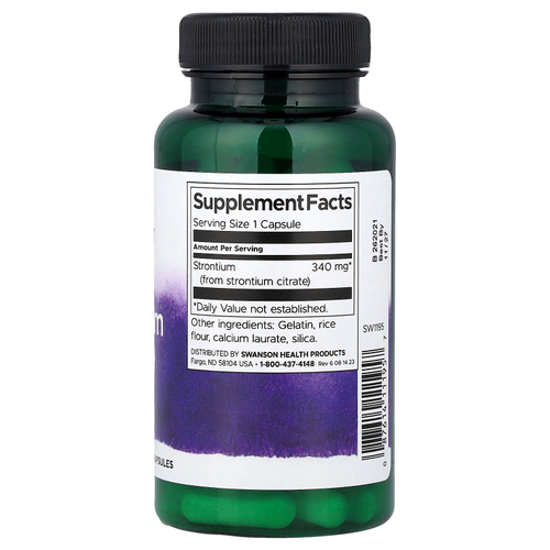 Swanson Vitamins, Цитрат стронция, 340 мг, 60 капсул