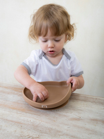 Силиконовая тарелка на присоске 400 мл Мишка, Hazelnut