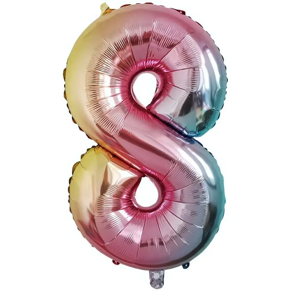 Шар фольгированный 81 см “Цифра 8” (радуга)