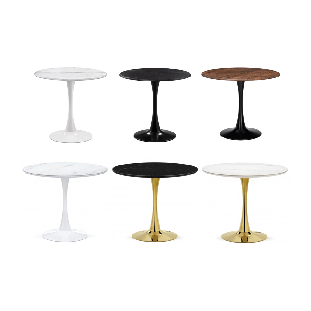 Керамический стол Woodville Тулип 90х74 черный мрамор,  черный, ножки черные