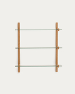 Модульный стеллаж Sitra из массива дуба с 3 стеклянными полками