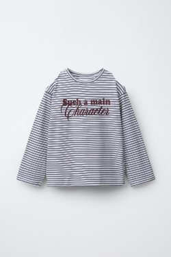 ZARA ФУТБОЛКА В ПОЛОСКУ С ВЫРЕЗАМИ, ЧЕРНЫЙ