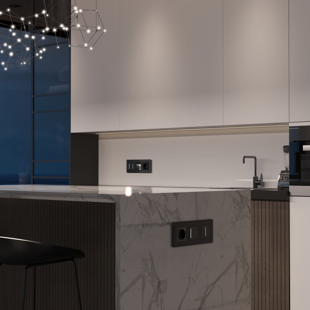 Сенсорный выключатель одноклавишный с подсветкой (черный)