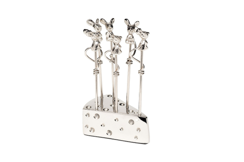 95IM-2444 Шпажки на подставке "Мыши" 6шт. нерж. сталь 9*6*13см
