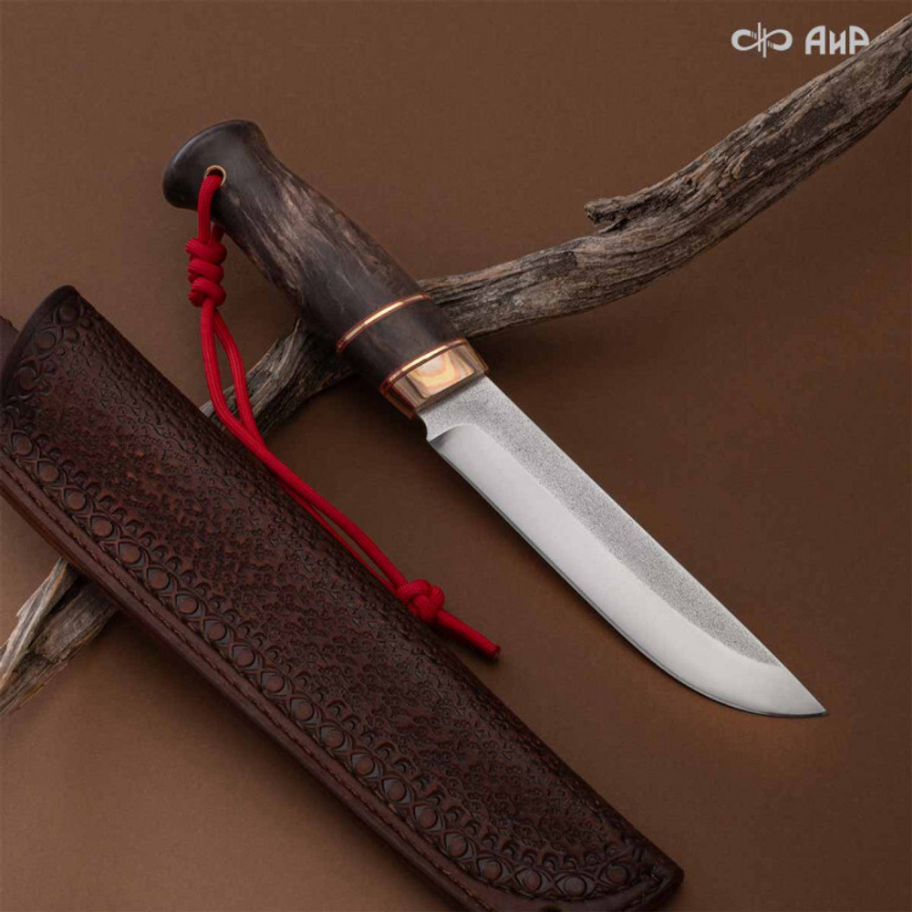 Нож АиР Саамский малый (стаб. к. береза, D2, мокуме, ножны авторские)