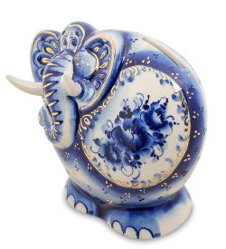 ГЛ- 446 Копилка «Слон» золото (Гжельский фарфор)