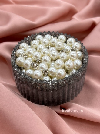 Пуговицы Жемчужные серебристые со стразами скидка