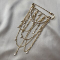 Брошь-булавка «Жемчужный дождь» — майорка