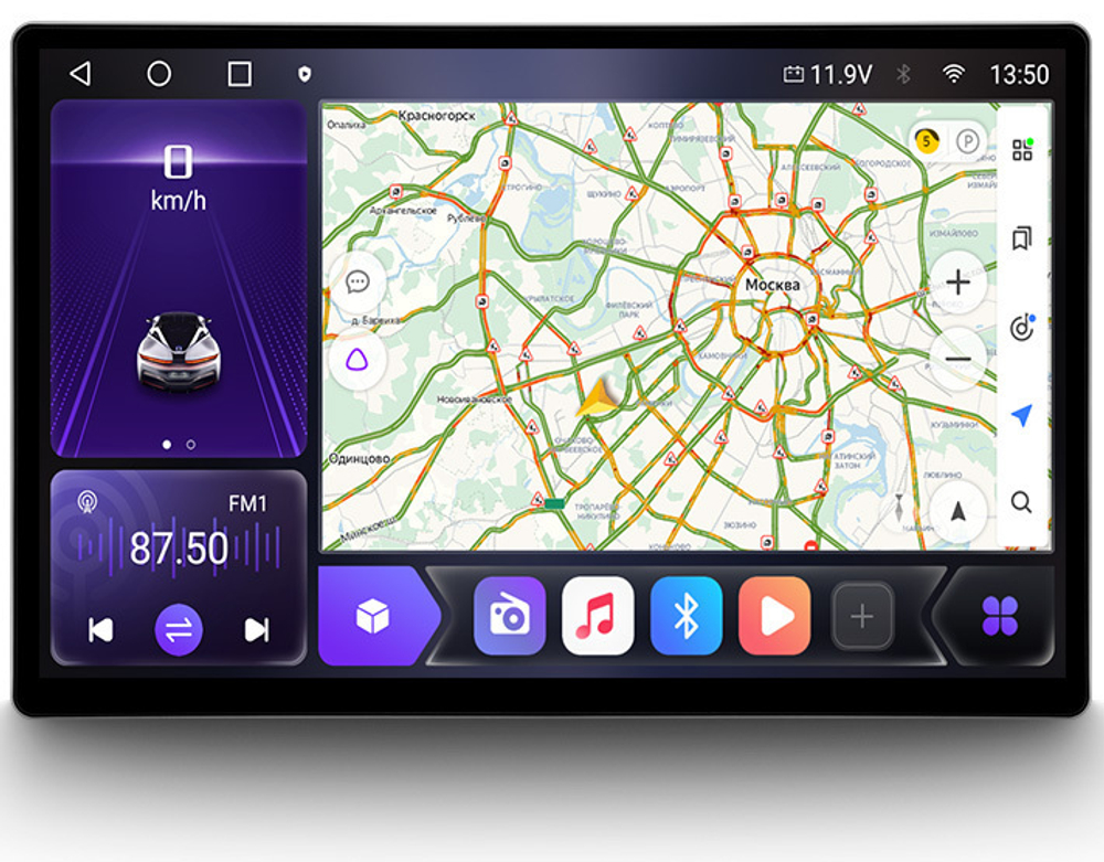 Магнитола Honda Civic 8 2005-2012 седан - Carmedia LUX-CIV8-12-F1301-S10 монитор 13" 2K QLED на Android 12, CarPlay, 4G SIM-слот