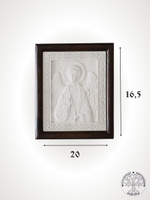 Тайная Вечеря икона из мрамора в деревянной раме 27,5Х16,5см