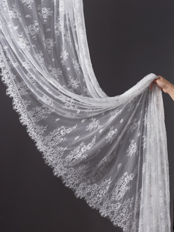 Кружево шантильи теплое белое широкое неэластичное ширина 1,5 м купон 2.9 м