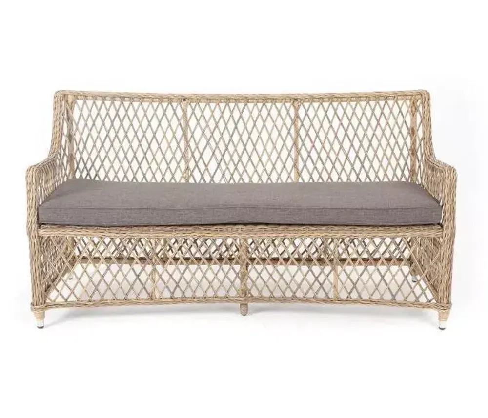 "Латте" диван двухместный из искусственного ротанга, цвет соломенный