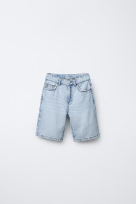 ZARA ДЖИНСОВЫЕ ШОРТЫ-БЕРМУДЫ SKATER, ГОЛУБОЙ