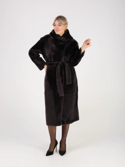 Дубленка зимняя шуба натуральная с капюшоном двухсторонняя