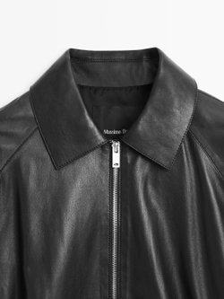 Massimo Dutti Куртка из кожи наппа, черный