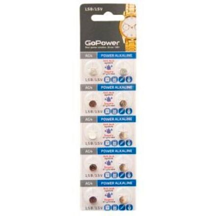 Батарейка GoPower G4/LR626/LR66/377A/177 BL10 Alkaline 1.5V (1/10/360)