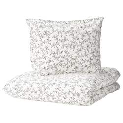 IKEA KOPPARRANKA  (ИКЕА КОППАРРАНКА)  -  Пододеяльник и наволочка, белый/темно-серый, 150x200/50x60 см