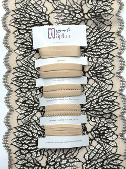 Эластичное кружево фраппе с серо-коричневым ширина 21 см