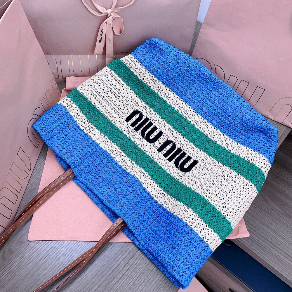 Miu Miu Woven Fabric Tote Bag