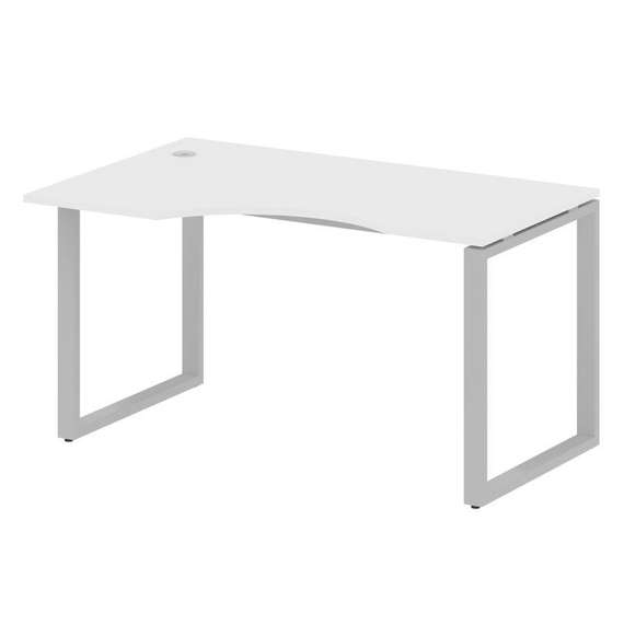 Metal System Стол криволинейный левый на О-образном м/к БО.СА-2 (L) Белый/Металл Серый 1400*900*750