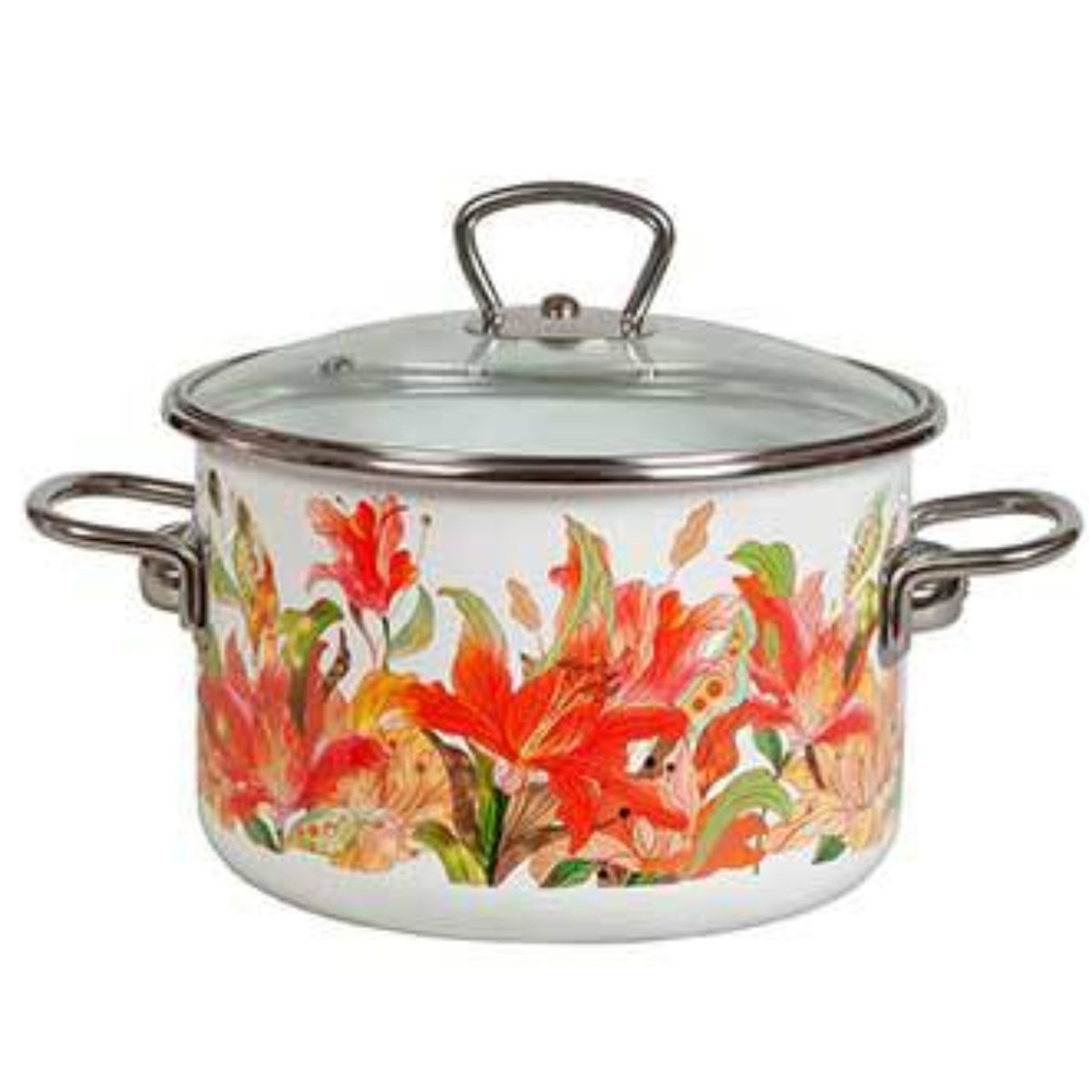 Набор эмалированной посуды 6 пр, кастрюли 2,3,4 л, СтальЭмаль, Лилианна, 1DB025S