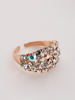 Кольцо Россыпь из белых камней-хамелеонов Swarovski