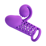 Фиолетовая вибронасадка с клиторальным отростком Harden