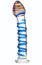Прозрачный фаллос из стекла со спиралью - 18 см. (Цвет: прозрачный)